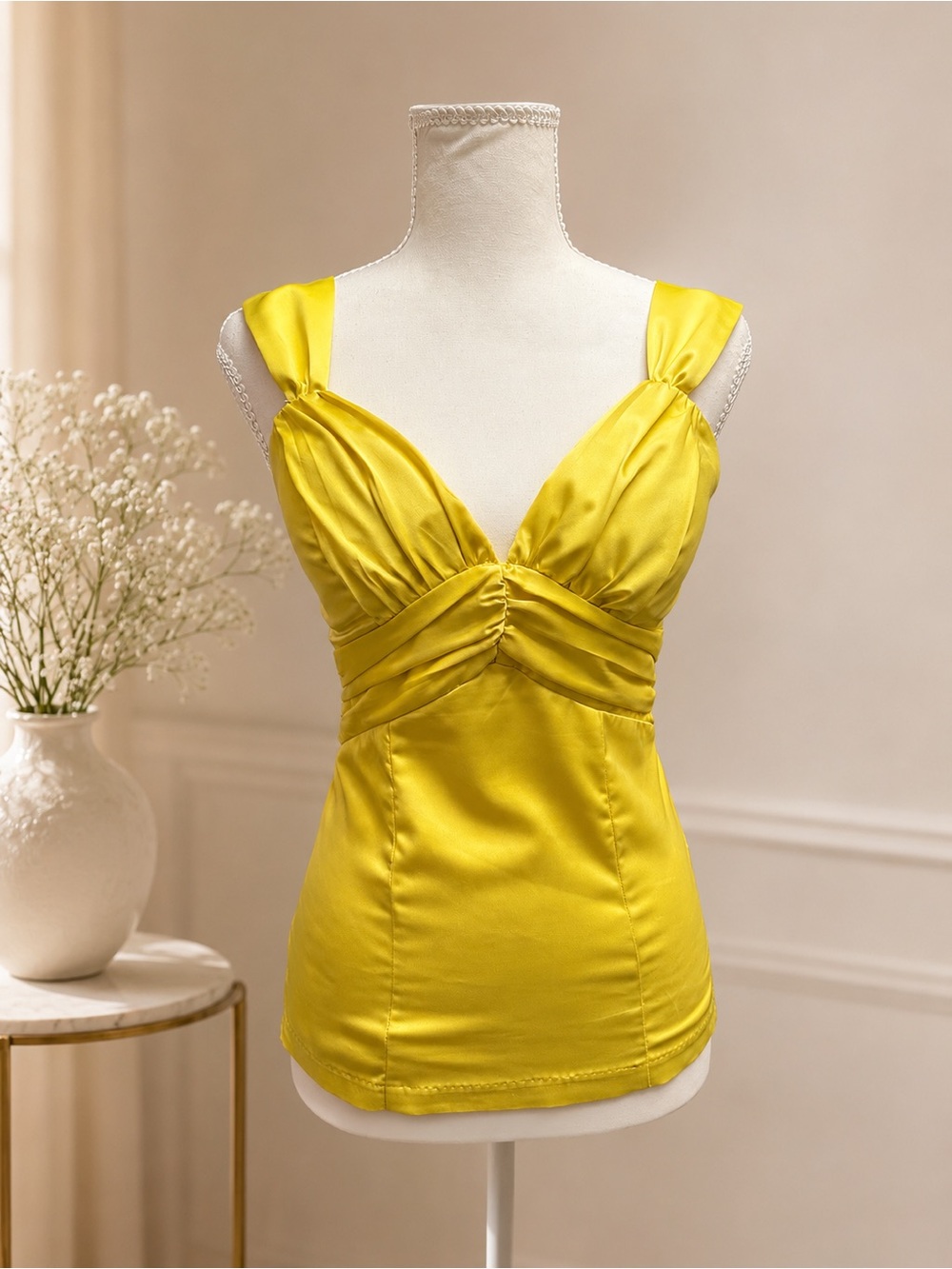 XOXO Satin V-Neck Gathered Front Camisole